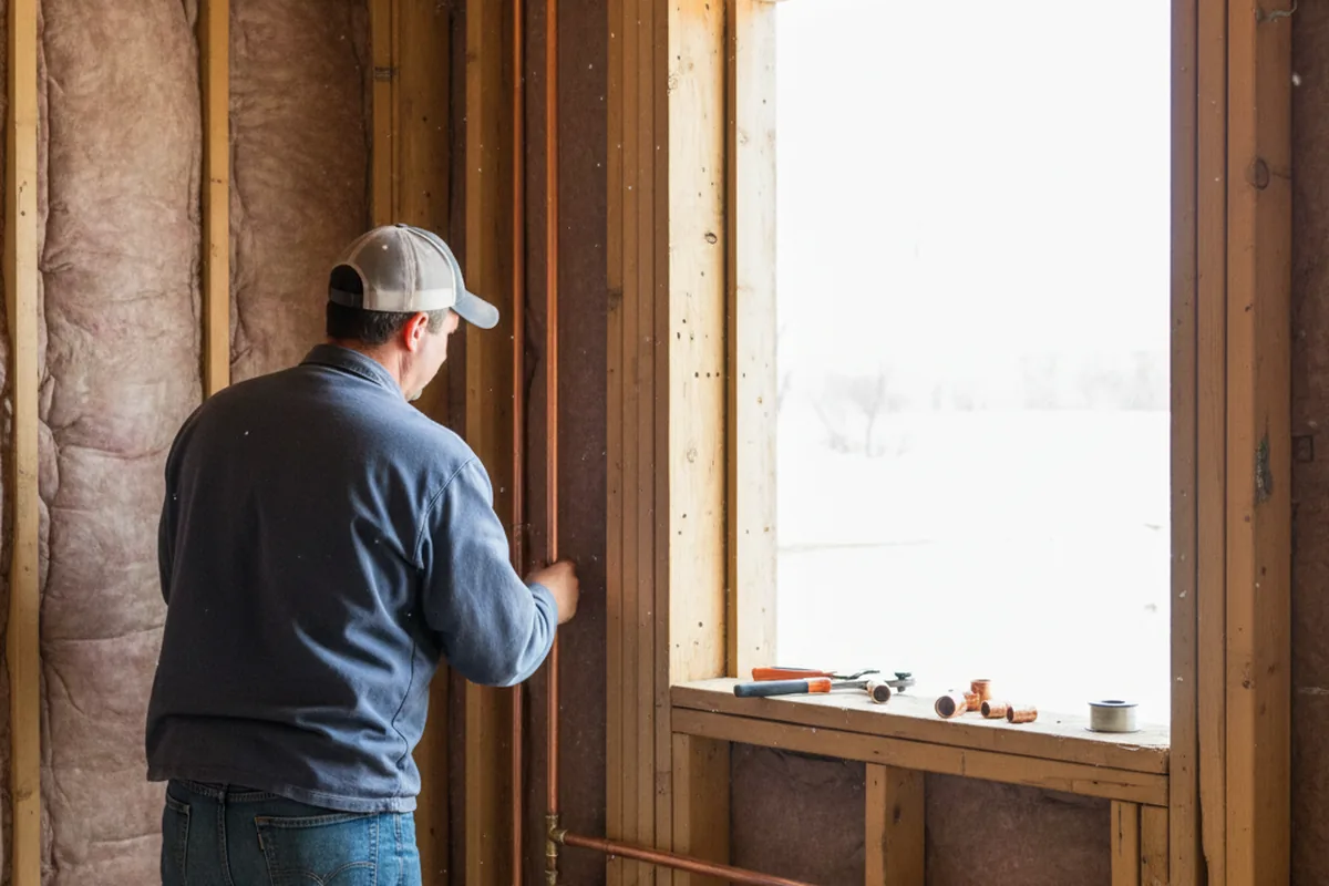 Licensed plumber running new copper supply lines in a Nephi home